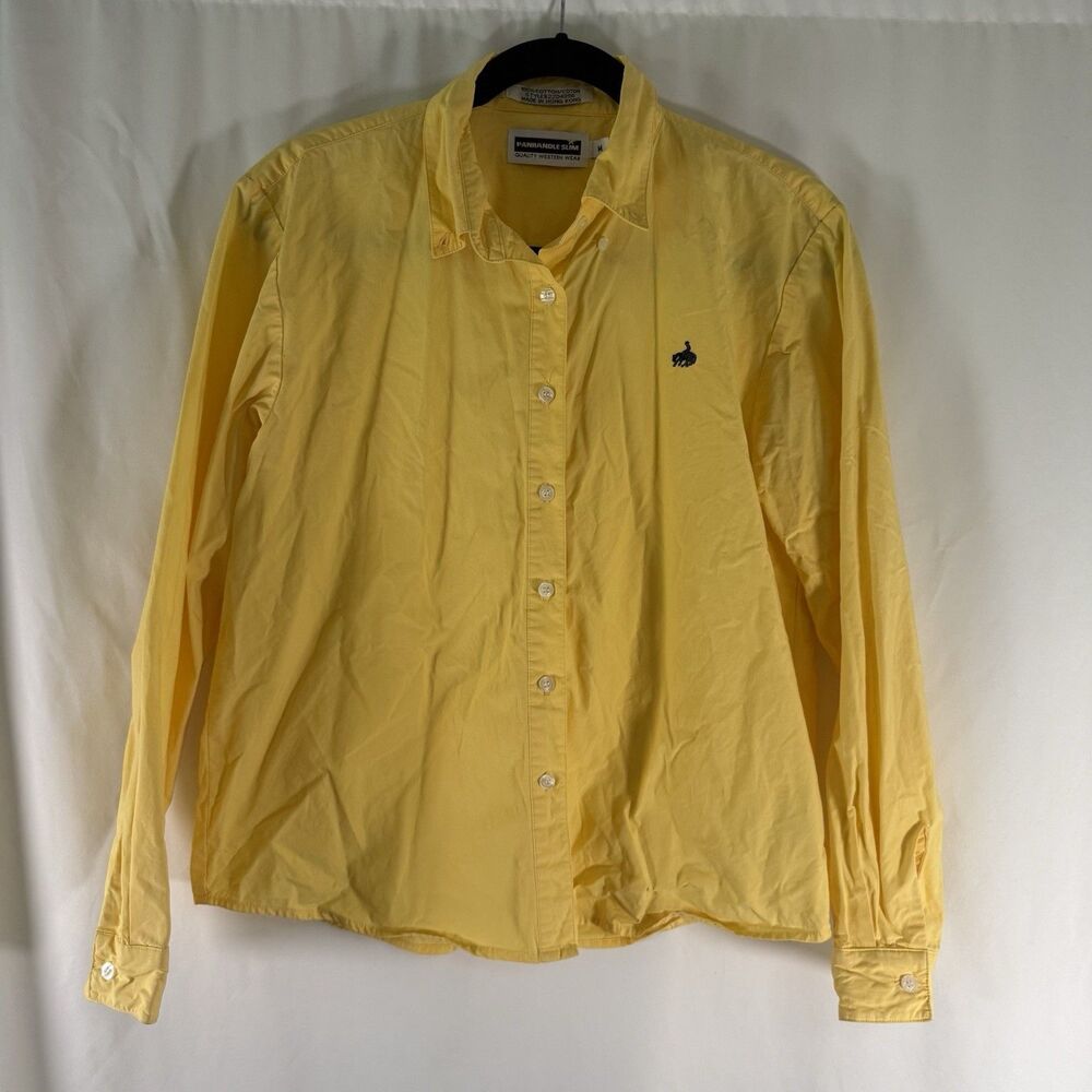 Panhandle SlimWestern Shirt Women's Medium Yellow Long Sleeve 100% Cotton